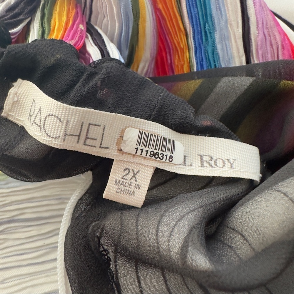 Rachel Rachel Roy Rainbow Stripe One Shoulder Midi Dress - Size 2X - Picture 7 of 8